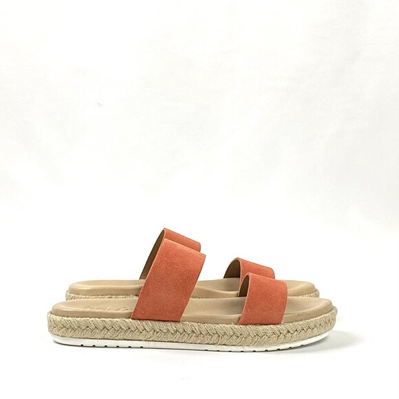 Matisse Mixer Orange Double Suede Leather Band Slide Sandal, 8 - Picture 3 of 10